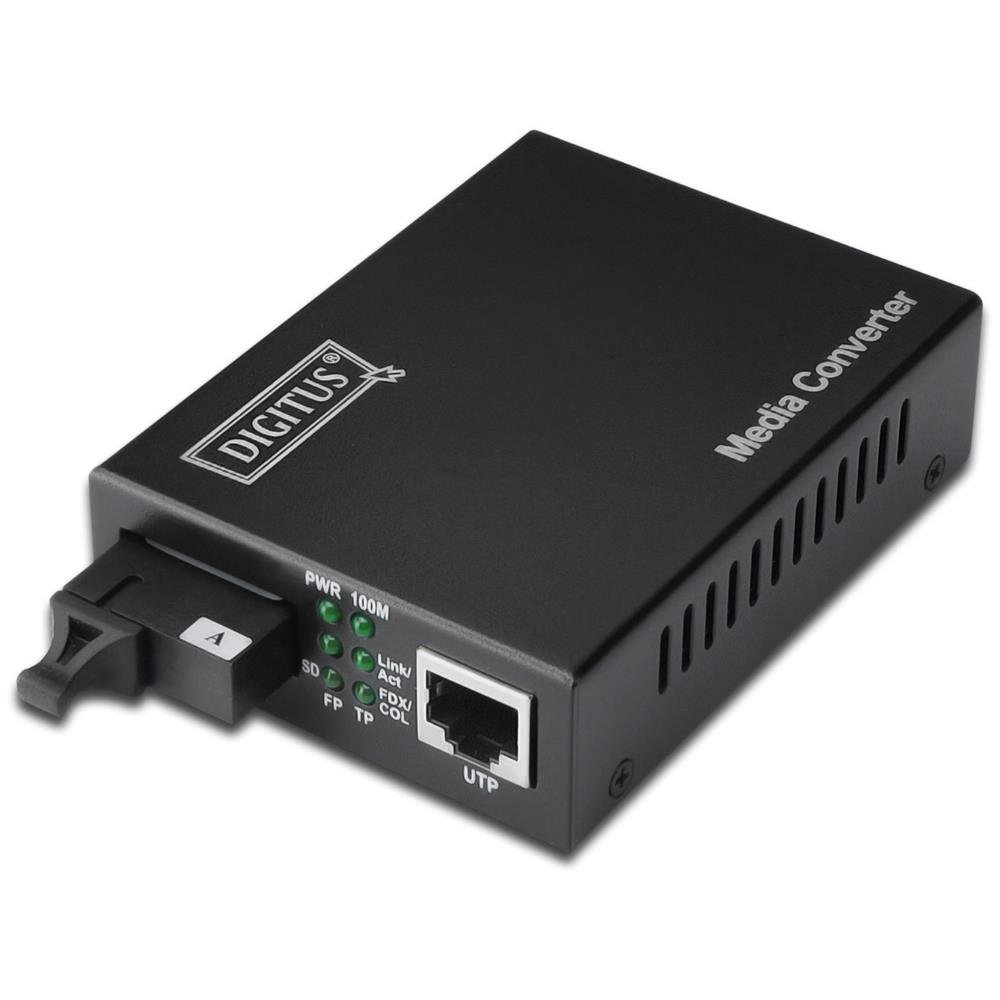 DIGITUS WDM Medienkonverter - Singlemode - Fast Ethernet - RJ45 / SC - BiDi - Tx1310nm / Rx1550nm - Bis 20 km - Schwarz