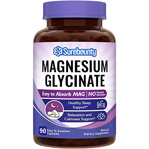 Surebounty Magnesium Glycinate Supplement for Sleep, 710 mg Chelated Magnesio Glycinate (80 mg Elemental Magnesio), Magnesio Glycinate Small Capsules for Kids & Adults, Easy to Swallow 90 Capsules