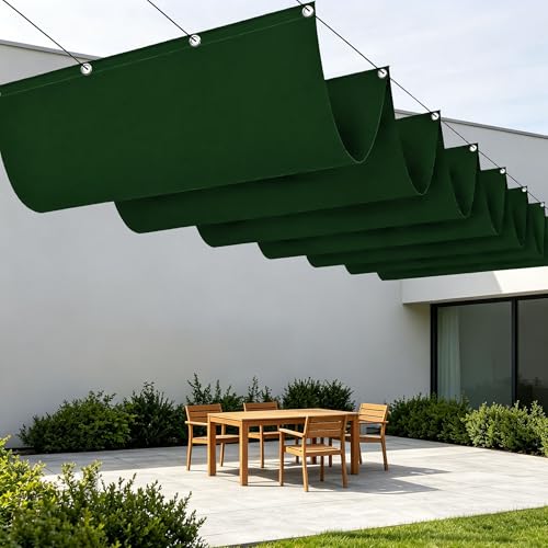 Toile d'ombrage imperméable et rétractable pour jardin vert foncé - 2