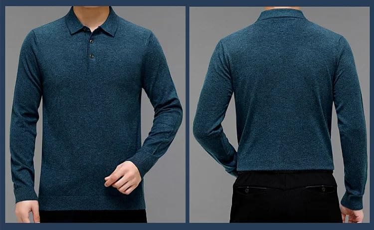 Men's Long Sleeve Lapel Collar Sweater Long Sleeve Loose Fit Sweater Loose Casual Soft Warm Pullover2
