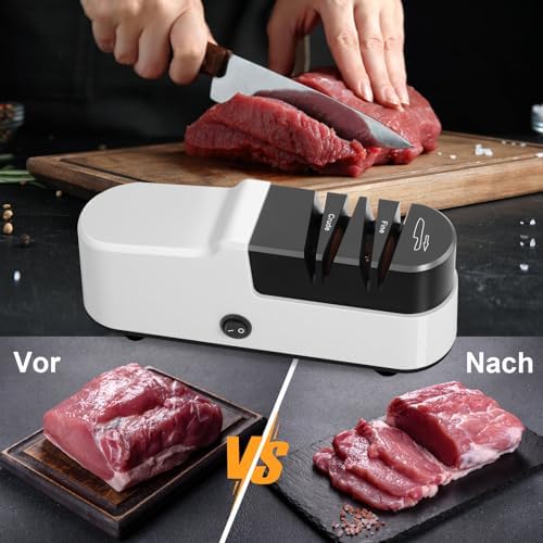 Bild 5 - Messerschärfer Elektrisch, Messerschärfer Profi, Einfach Elektrischer Messerschärfer, Ergonomisch Messer Schärfer, Elektrische Messerschärfer für Raue und Feine, Ideal für Alle Messerarten