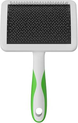 Andis 68540 Cepillos deslizantes de animales autolimpiantes con cerdas curvadas de acero inoxidable para todas las razas – Reduce el desprendimiento