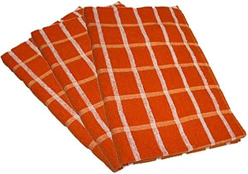 Portland Luxury Waffle Egyptian Tea Towel [3 PACK] 50x70cm Orange/White