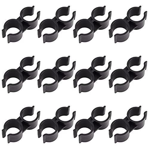 GORGECRAFT 12 Uds. Abrazaderas de Tubo Doble de Plástico Conector de Poste de Estante, Conexión de Abrazadera de Tubo, Almacén, Estante de Supermercado, Clip de Enlace, Accesorios de Sujeción, Negro