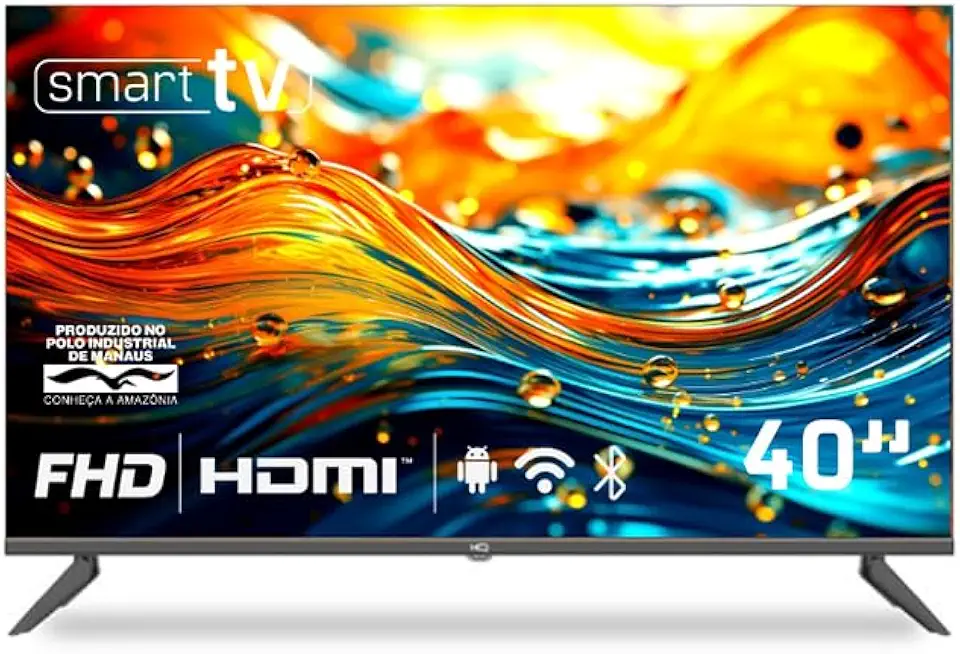 Smart TV HQ 40" Full HD tela sem bordas Android 12 design Slim HQS40NKHM