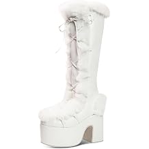 IMPREMEY Knee High Boots For Women Zipper Platform Boots Punk Gothic Winter Boots