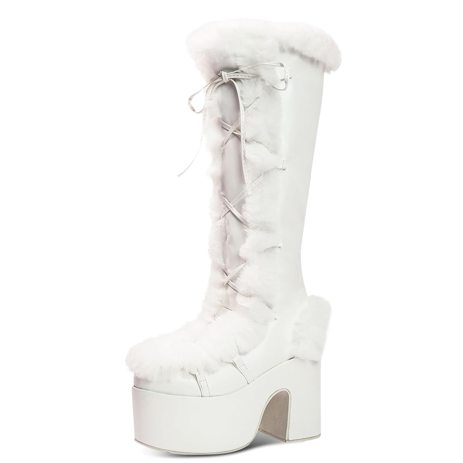 IMPREMEY Knee High Boots For Women With Side Zipper Punk Gothic Thick-Soled Platform Boots