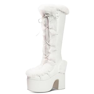 IMPREMEY Knee High Boots For Women With Side Zipper Punk Gothic Thick-Soled Platform Boots