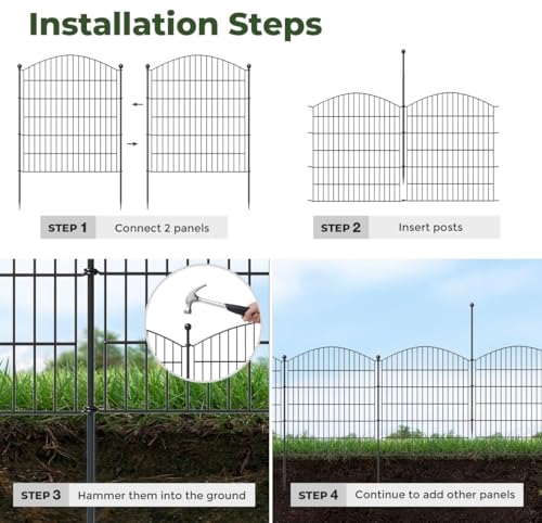 Hanured® 5 Stück Dekorative Gartenzaun mit Tor, Steckzaun für hunde, Hundezaun Tierbarriere 81 cm(H) X 3,5 m(L)