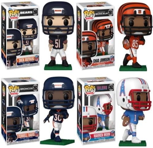 NFL Legends Funko Pop! Series 6 Complete Set (4), Dick Butkus, Chad Johnson, Terrell Davis, Warren Moon