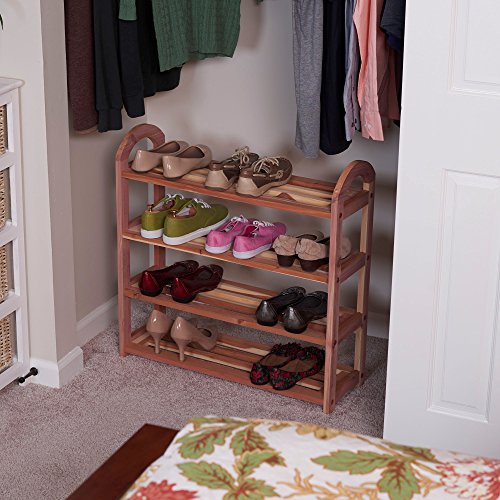 Cedarfresh 4-Tier Cedar Shoe Rack, 26.75"H X 26.75"W X 8.5"D #TOP1