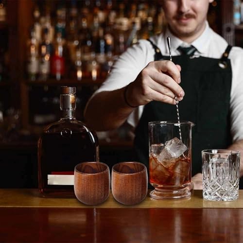 Vaso de madera para beber bourbon anticaídas juego rústico de 2 piezas 3