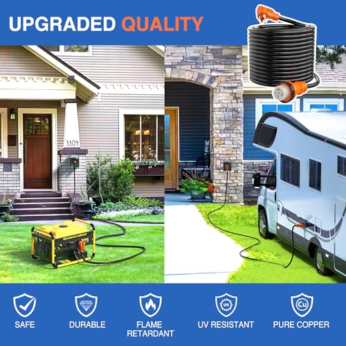 Nilight 50 Amp 50FT RV Locking Extension Cord 250V Heavy Duty 6/3+8/1 Gauge Pure Copper STW Wire ETL Listed 4 Prong 14-50P SS2-50R 50F/50M Cable Suit for Trailer Campers Caravan by Nilight - Image 3