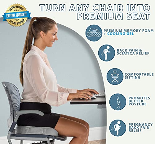 Comfilife Gel Enhanced Seat Cushion & Foot Rest Bundle - Office Chair Cushion & Foot Rest For Under Desk - Back Pain & Sciatica Relief - Memory Foam (Gray + Black) #TOP7