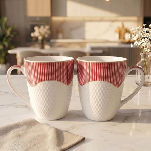 Image of U.P.C. U.P.C.Milk Mug Set of 2 | Ceramic & Bone China Coffee Milk Cups | Designer Printed Tea Coffee Mug Set | Large Capacity Milk Mugs | Microwave Safe Cup Set | Kitchen Drinkware Gift Set