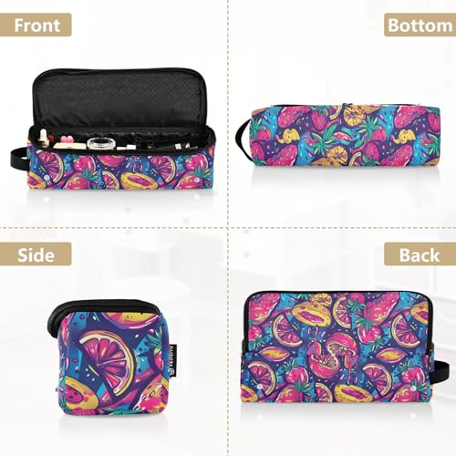 Bolso organizador de viaje para herramientas de cabello para mujer con tapete resistente al calor, impermeable, para planchas, rizadoras, secadoras, diseño pintura al óleo con frutas miniatura 5