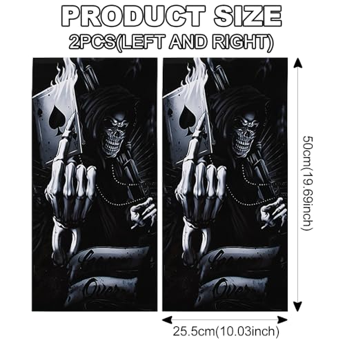 Image of Blueshyhall 2PCS Car B-Pillar Vinyl Decals, Horror Skull Skeleton Personalized Vehicle Door Pillar Sticker, Waterproof Sun Protection Scratch Cover