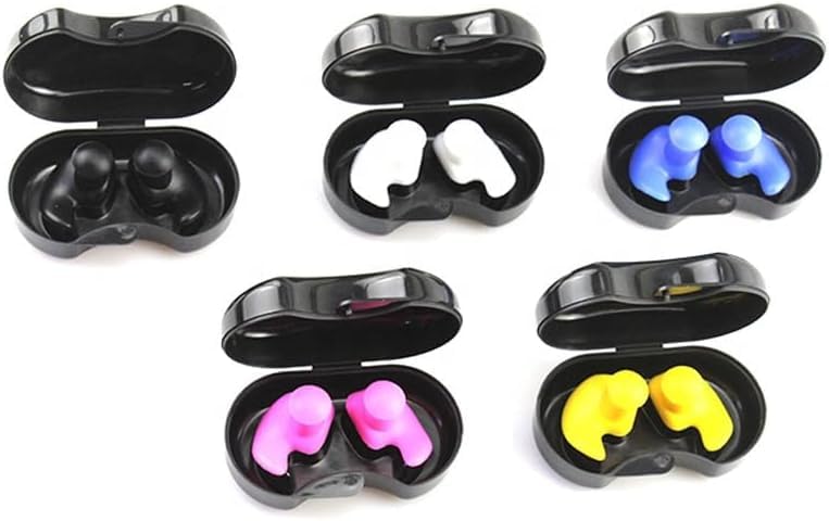 Silicone Swimming Ear Plugs for Adults, Soft Waterproof Reusable Ear Protectors for Swimming, Showering, Surfing, Snorkeling, Black, Blue, White