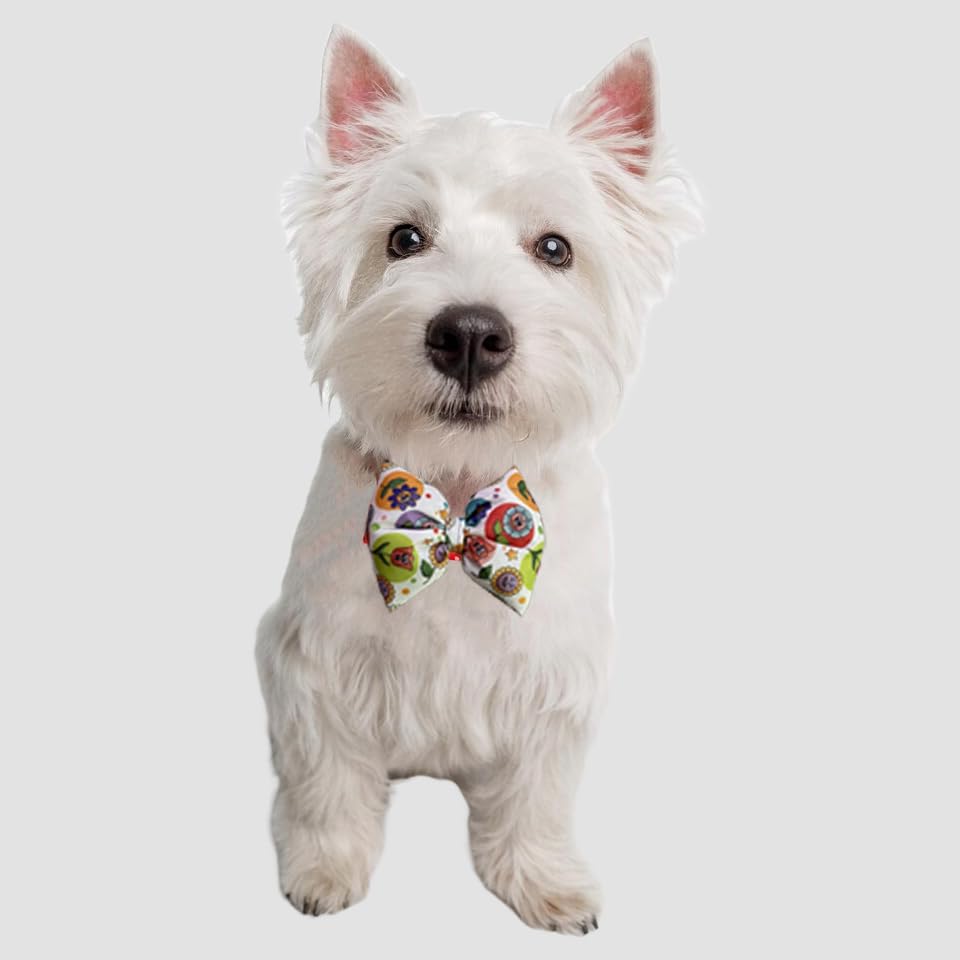Image of cotton Dog /Cat Bow Tie | Adjustable & Stylish Bow Tie for Small,Medium to Large Dogs & Cats | Festive Pet Bow Tie for Christmas,Birthday and Weddings (Floral Pattern),multicolor,1 Count