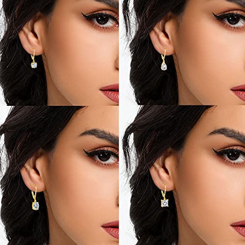 MDFUN 18K Gold Plated Dangle Earrings for Women Leverback Earrings Set Cubic Zirconia Drop Earrings Hypoallergenic Jewelry Gifts for Her4