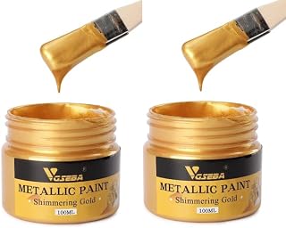 VGSEBA Metallic Gold Paint 200ml, Acrylic Paint, Gold Leaf Paint, Acrylic Craft Paint for Arts, Wood, Stone, Glass