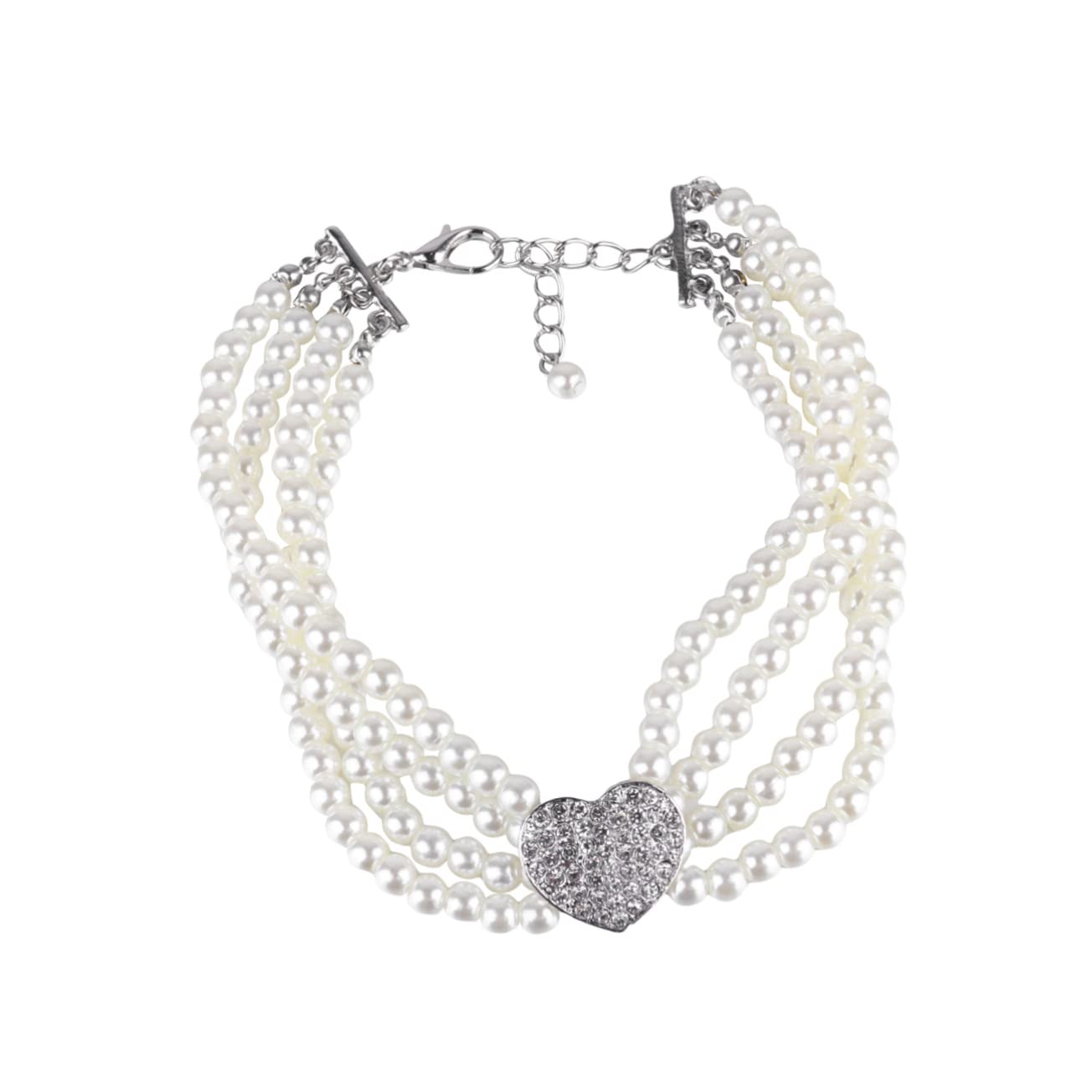 BESPORTBLE Pearl Beads Necklace for Dog Pet Heart Necklace Simple Pearl Pet Jewelry Fashion Accessory Suitable for Dog Puppy Pet Lover Size l