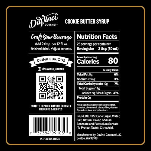 Image of DaVinci Gourmet Cookie Butter Syrup, 25.4 Fluid Ounces (Pack of 4)