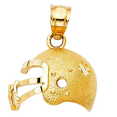 Jawa Jewelers Solid 14K Yellow Gold Football Helmet Pendant