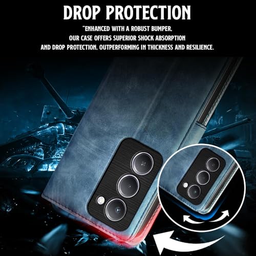 Image of WOW IMAGINE Shock Proof Flip Cover Back Case for Mi Redmi 15 5G (Magnetic Button Flip Case | Wallet Pockets & Stand | Leather Finish | Aquamarine)