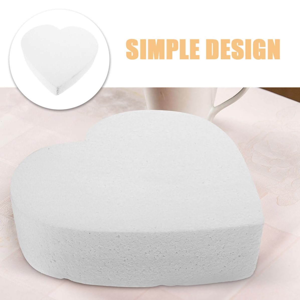 VALICLUD Modèle de Faux Gâteau en Mousse Forme Cœur Blanc pour Pratique de Décoration, Accessoire Créatif pour Fêtes et Occasions Spéciales