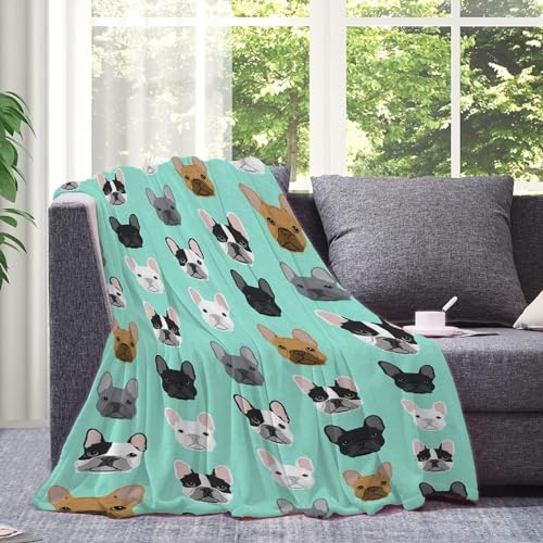 CZ-XING Wandteppich mit französischer Bulldogge, bedruckt, Motiv: französische Bulldogge, Gesicht, Überwurf, Französische Bulldogge, Decke, Hund, weich, gemütlich, Flanell, Camping, Büro, Reisen,