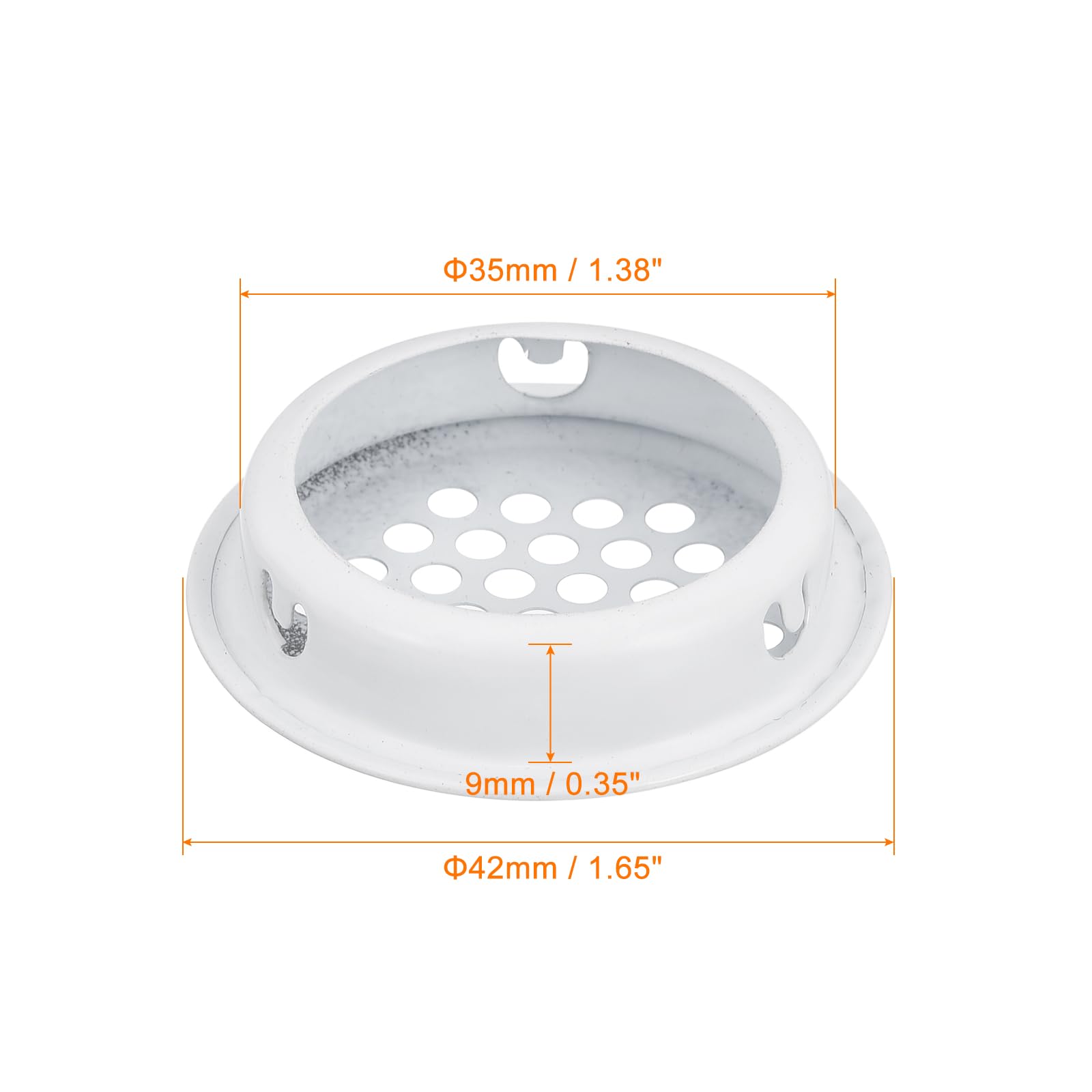 uxcell 35mm(1-3/8") Circular Soffit Vent, 10pcs Stainless Steel Round Air Vents Mesh Hole Louver for Kitchen Bathroom Cabinet White - Image 2