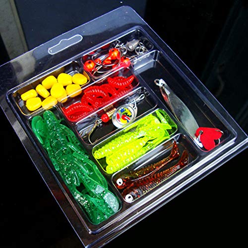 SXNLTE Set Tackle Angelhaken Wurmköder-Set Kopf weich Angelzubehör (wie abgebildet, Einheitsgröße) – Bild 3