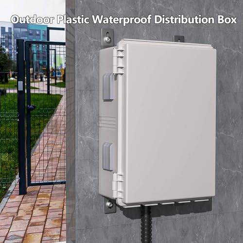 Image of Electrical Junction Box, Ventilated Design, Cable Grommets, Indoor /Outdoor Use with Mounting Panel & Hinged Cover. Waterproof IP 65. (Grey Cover, 19.7 inchx15.7 inchx7.9 inch)