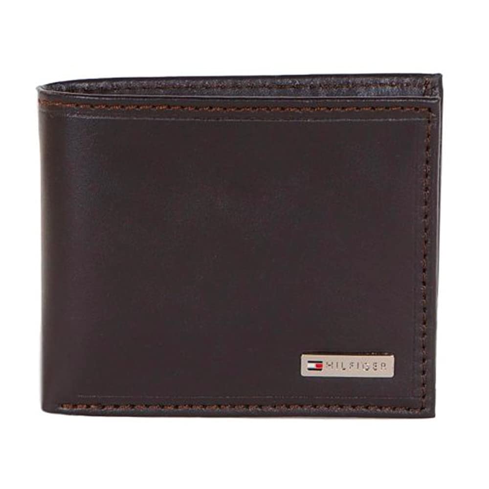 Tommy HilfigerMen's Leather Fordham Bifold Wallet with Coin Pocket, Brown