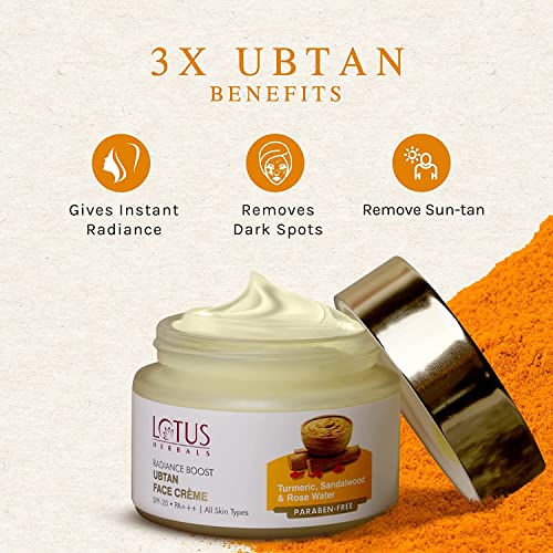 Lotus Herbals Radiance Boost Ubtan Face Cream SPF 20, 50 g (Pack of 1) - Image 3