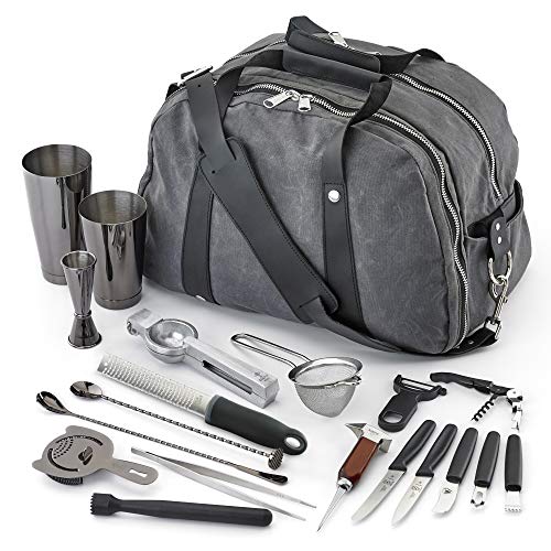 Barfly M37103BK Deluxe II Cocktail Set, 20-Piece, Gun Metal Black