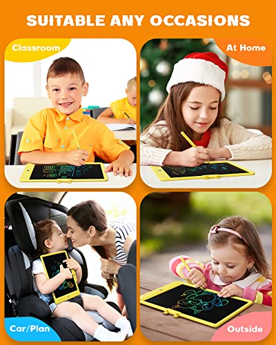 Image of Bravokids LCD Writing Tablet for 3-8 Year Old Girls and Boys - 10 Inch Electronic Doodle Board Drawing Pad, Educational Birthday Gift for Kids and Toddlers (Yellow)