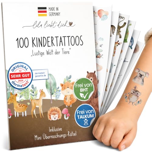 Hautfreundliche Tattoos für Kinder - Tiere | Beliebte Kindertattoos: Made in Germany, dermatest getestet, BHT- & talkumfrei. Tolle Kinder Tattoo