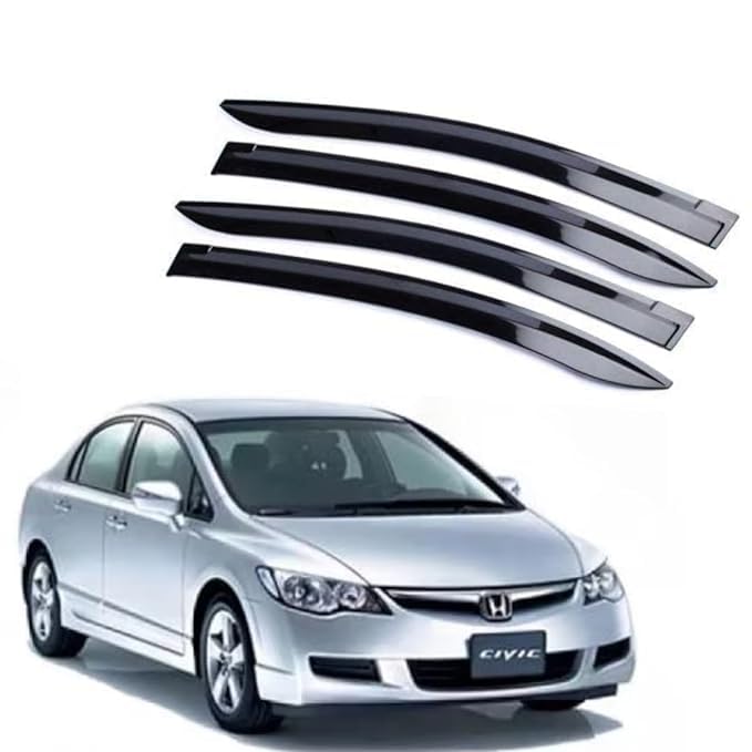 Car Rain Wind Door Visor Non Breakable Deflector Compatible with Honda Civic 2008-2012 (Set of 4 Pcs)-image-9