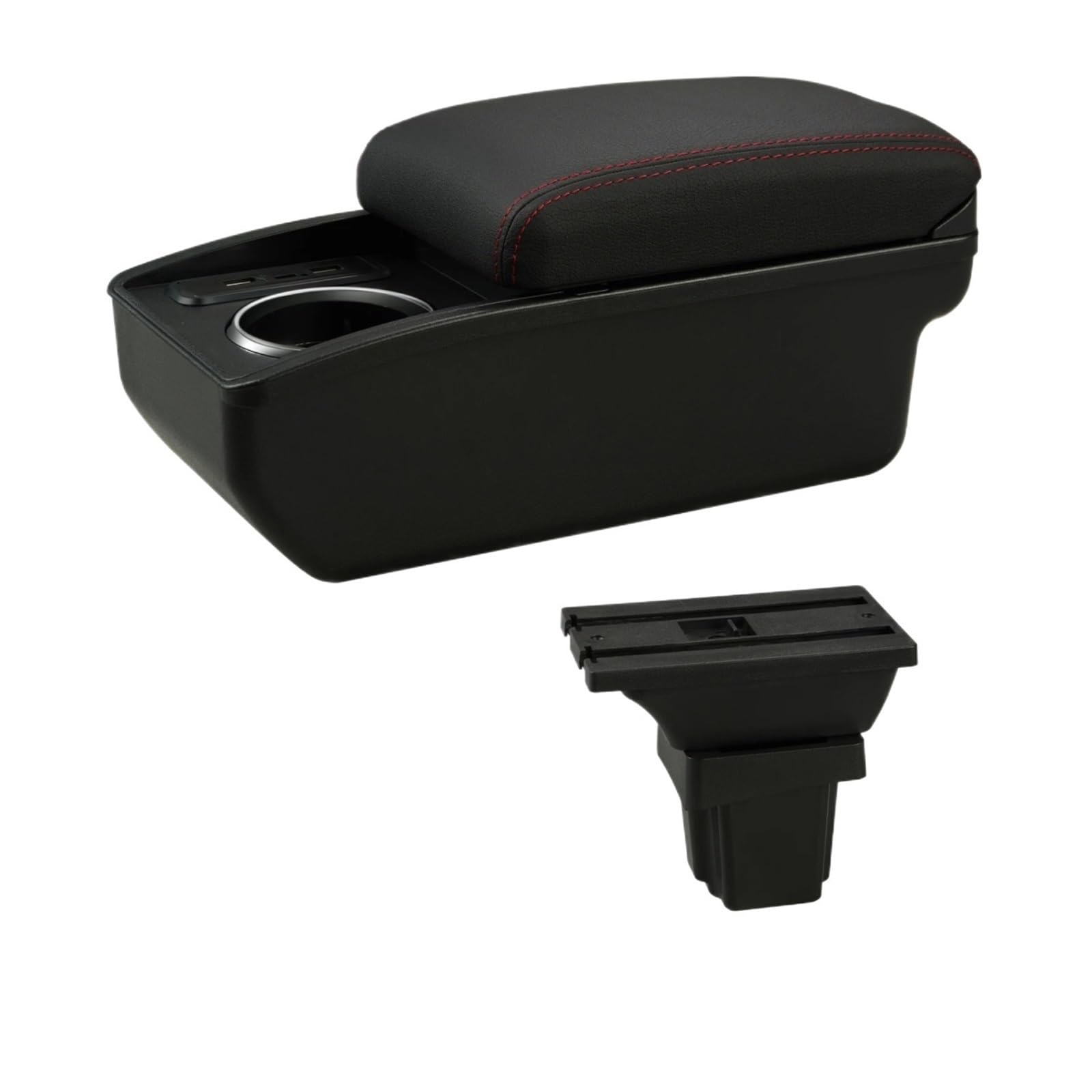Umdjju C1 Red Line 6Usb For Chevrolet For Trax For Tracker 2015-2018 Armrest Box Car Arm Storage Accessories Car Centre Console Armrest Box(C1 Red Line 6Usb)