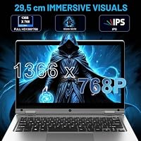 PINSTONE 11,6 Zoll Laptop – Celeron N4020 6 GB RAM 128 GB SSD, 360 Grad Faltbarer Touchscreen, 2,4/5 GHz WiFi, Bluetooth 4.2, W 11P, Mini HDMI, Small Laptop Erweiterung durch SD – Silber – Ansicht 7