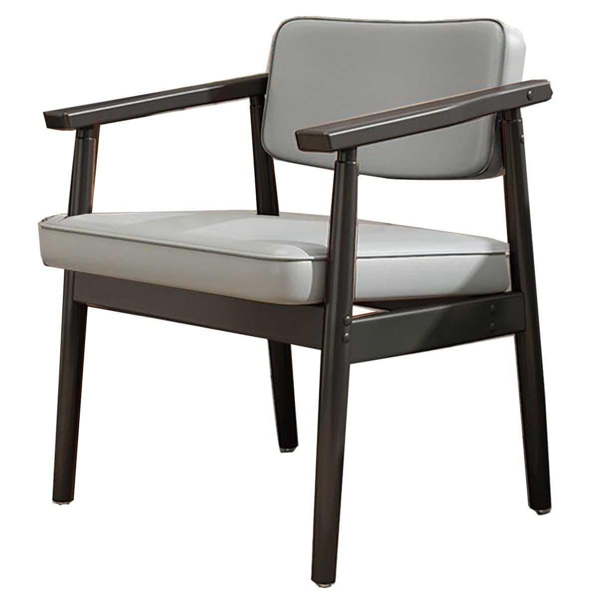 ASerZenith Modern Executive Office Chair With Leather Arms Padded Seat For Conference & Meeting Roomswalnut Design For Waiting Areas,Grey-Nero