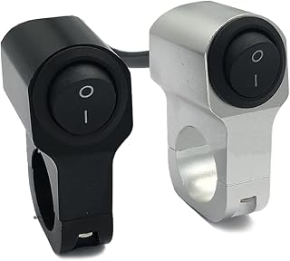 Handlebar Switch 7/8in Motorcycle Handlebar Headlight ON/OFF Switch Scooter Aluminum Alloy 2-Wire Black Light Waterproof Switchs 12V Switch Replacement