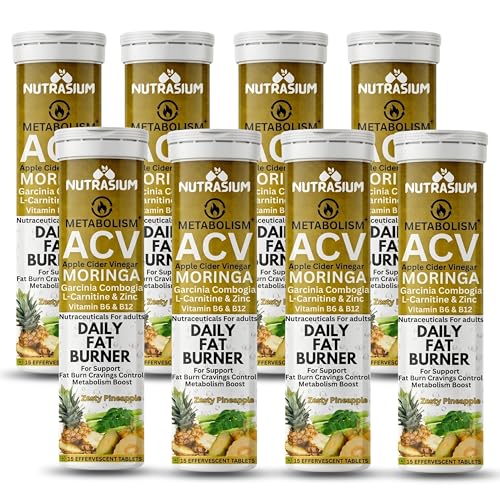 Image of Nutrasium ACV Moringa Metabolism Plus | Apple Cider Vinegar Effervescent Tablet | For Supports Weight Loss, Control Cravings, Convert Fat Into Energy, Boost Energy & Immunity | 120 Tablets Pineapple