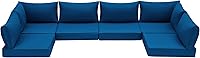 HOMREST 14-Piece Outdoor Patio Cushions Set Blue - Water-Repellent Replacement for 6-Seat Rattan Wicker Sectional Sofas, 4" Thick Foam