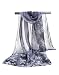 E-Clover Lightweight Chiffon Sheer Scarves: Women's Pretty Rose Print Scarf (Gray)