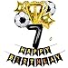 Jxuzh Palloncino da calcio con scritta "Happy Birthday Banner calcio Champion XL numero 7 numeri palloncino nero pallone da calcio pellicola palloncino oro 7° compleanno bambini ragazzi festa di