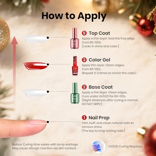 Image of Beetles 27Pcs Gel Nail Polish Kit with U V Light -6 Colors Cat Eye Gel Polish Set Red Jelly Glitter Gold Merry Glitz with Everything Soak Off Home Salon DIY Manicure Set Gifts for Women