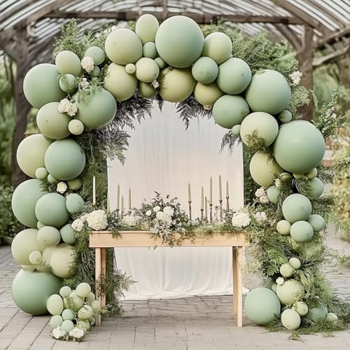 Image of 108Pcs Double Stuffed Dusty Green Balloon Garland Arch Kit